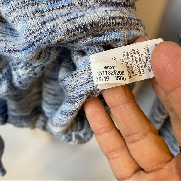 Aerie Knit Top Jersey Pullover Blue Brushed Soft and Cozy Women's Size XS - Picture 8 of 9